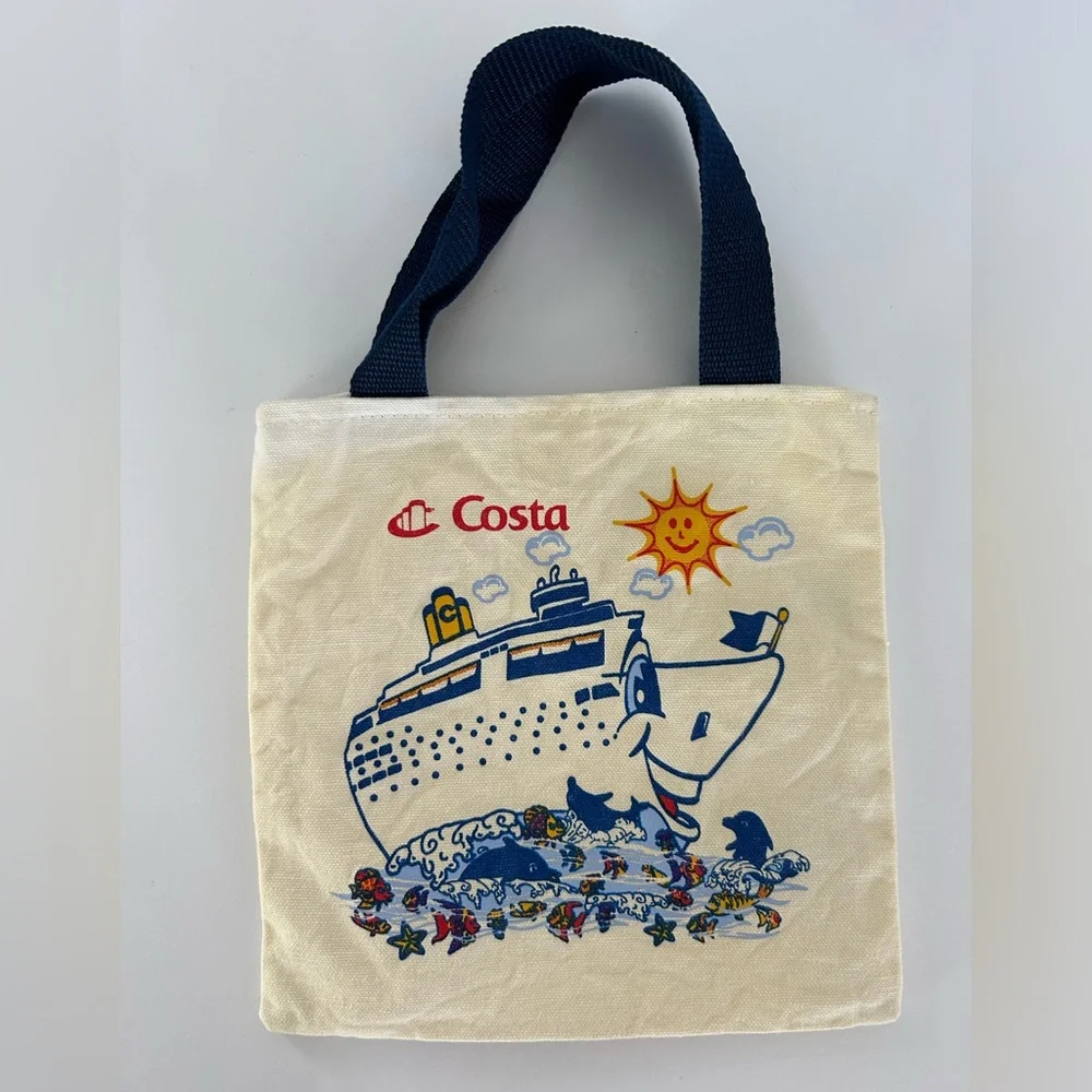 🦋 5/$25 - Vintage Costa Mini Canvas Cruise Small Tote Bag